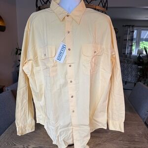 Lands End Mens Yellow Long Sleeve Button Down Utility Shirt HT-138 NWT